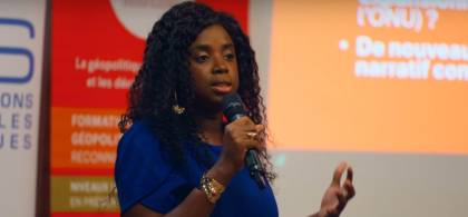 Portrait de Cécile Ondoa Abeng, diplomate et ancienne conseillère d’Emmanuel Macron dans le cadre d’une masterclass exclusive à NEOMA